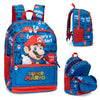 Super Mario – Zaino Scuola Organizzato Blu Panini con Tasche Porta Borraccia