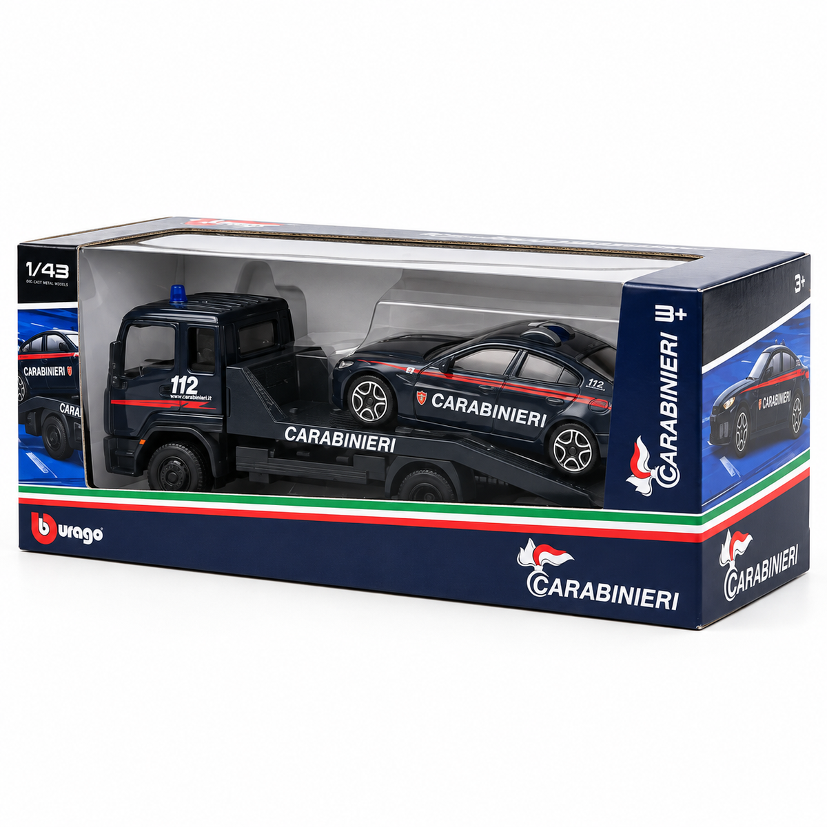1:43 Bburago Carro Attrezzi Carabinieri con Auto