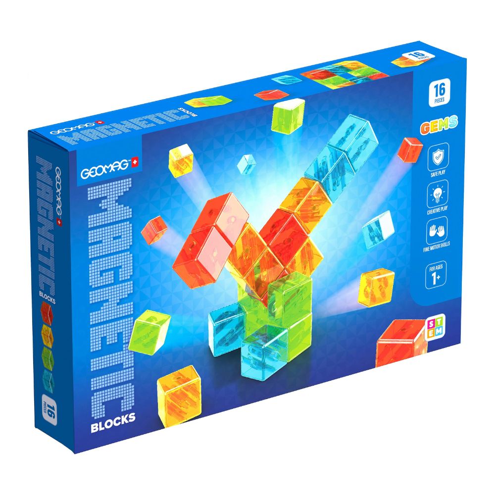 Geomag Magnetic Blocks Gems – Costruzioni Magnetiche 16 Cubi Colorati