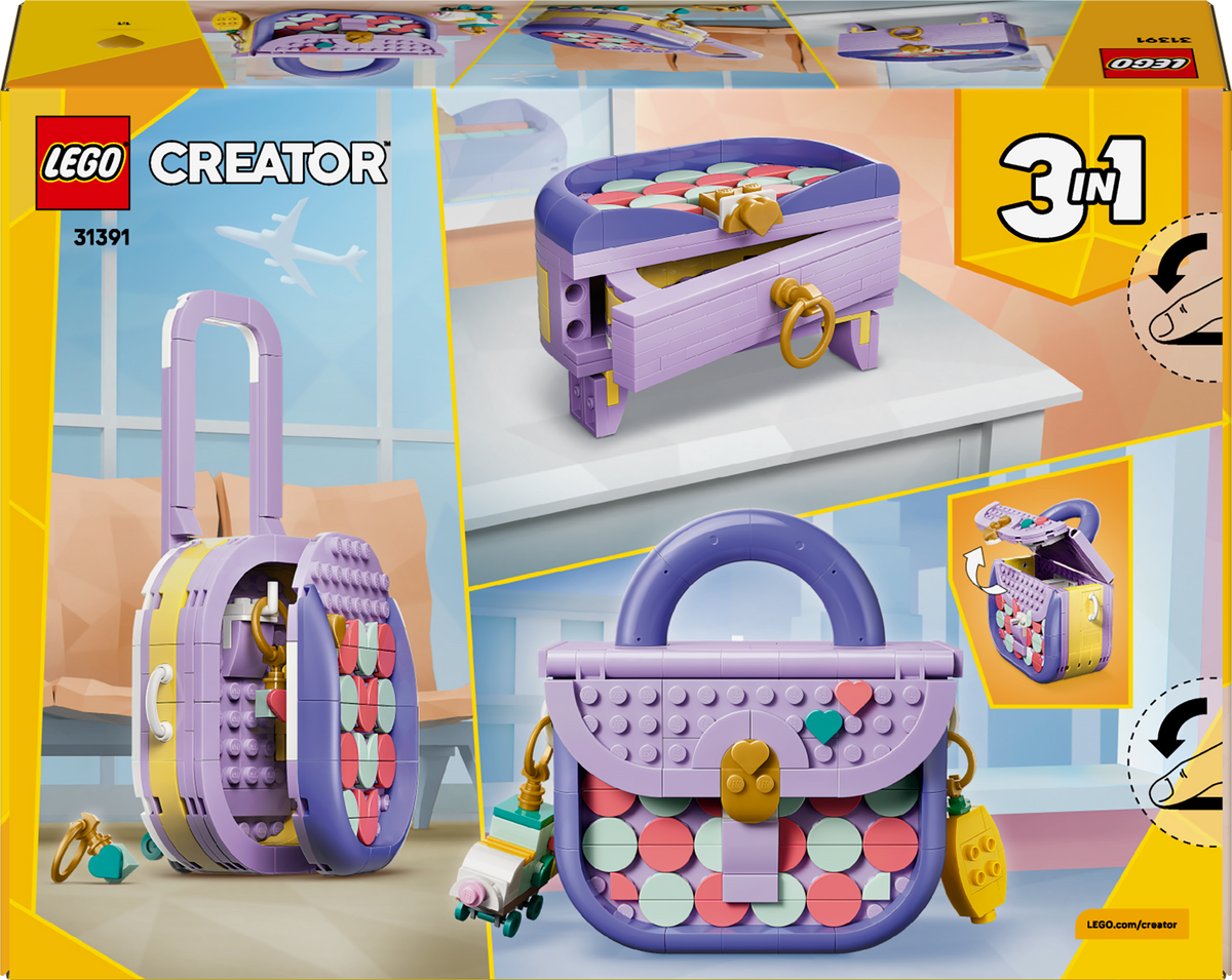 LEGO Creator 31391 3in1 Borsetta alla Moda Portaoggetti, Gioco Trasformabile in Trolley o Portaoggetti, Regalo Bambini 8+