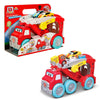 Bburago Junior 88623 – Racing Transporter, Camion Bisarca con 2 Auto Lamborghini e Formine
