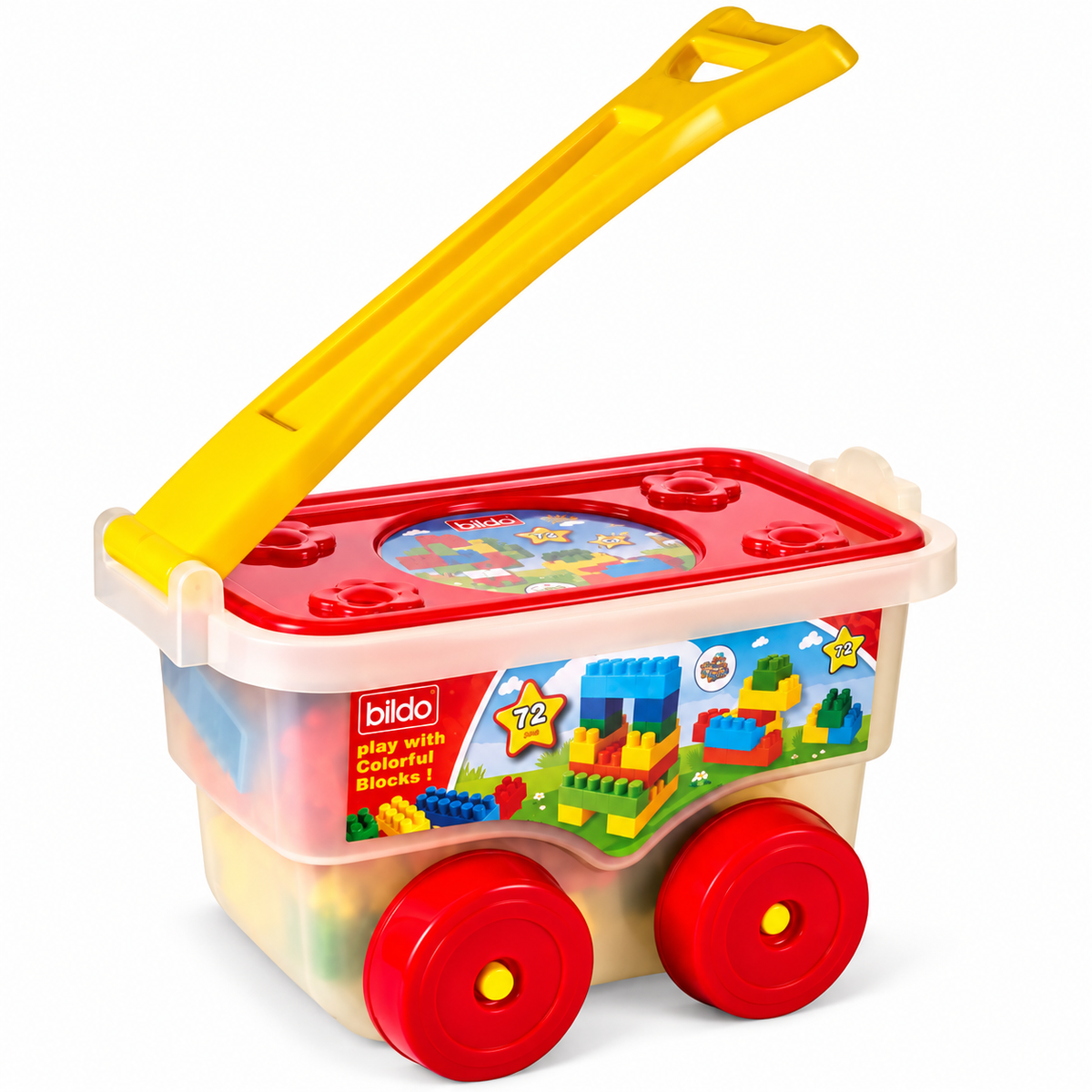Bildo Baby Costruzioni – Carrellino con Ruote 60 Pezzi