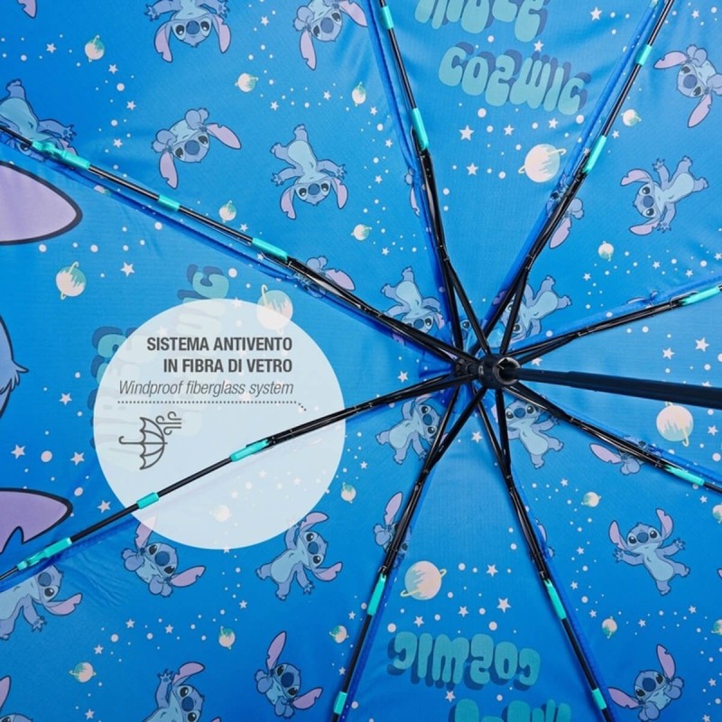 Perletti Kids Disney Stitch – Ombrello Mini Pieghevole Manuale Antivento 50 cm