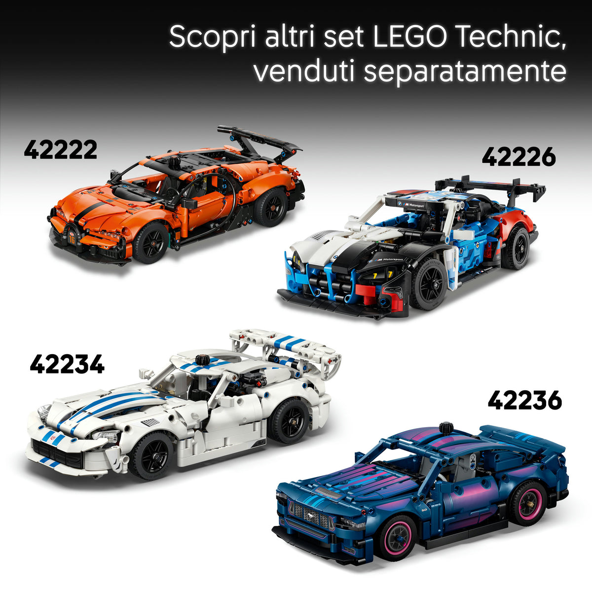 LEGO Technic 42235 Auto Ferrari 488 PISTA, Macchina Giocattolo con Motore V8, Sterzo e Differenziale, Regalo per Bambini 9+