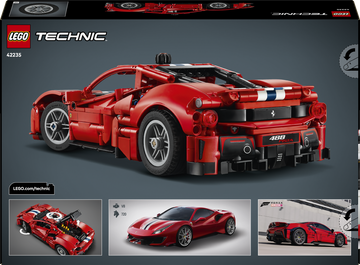LEGO Technic 42235 Auto Ferrari 488 PISTA, Macchina Giocattolo con Motore V8, Sterzo e Differenziale, Regalo per Bambini 9+