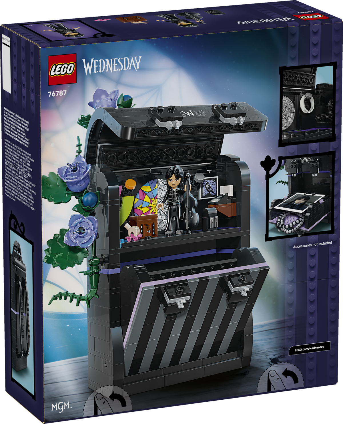 LEGO Wednesday 76787 Zaino di Mercoledì, Giocattolo con Portafoto, Mini Bambolina e Figura di Mano, Regalo per Bambini da 9+