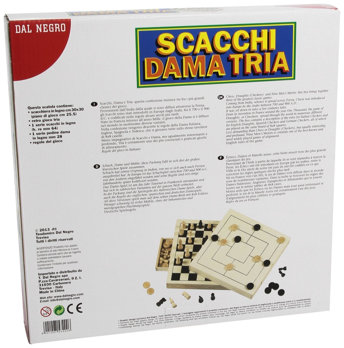 SCACCHI DAMA TRIA LEGNO