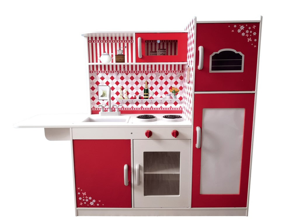 GIOCHI DI CASA CUCINA ROSSA IN LEGN