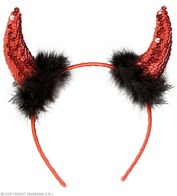 CORNA DIAVOLO IN PAILLETTES ROSSE