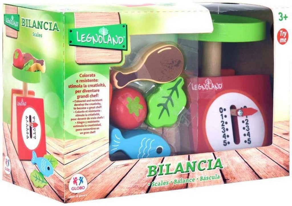 BILANCIA IN LEGNO C/8 ACC.