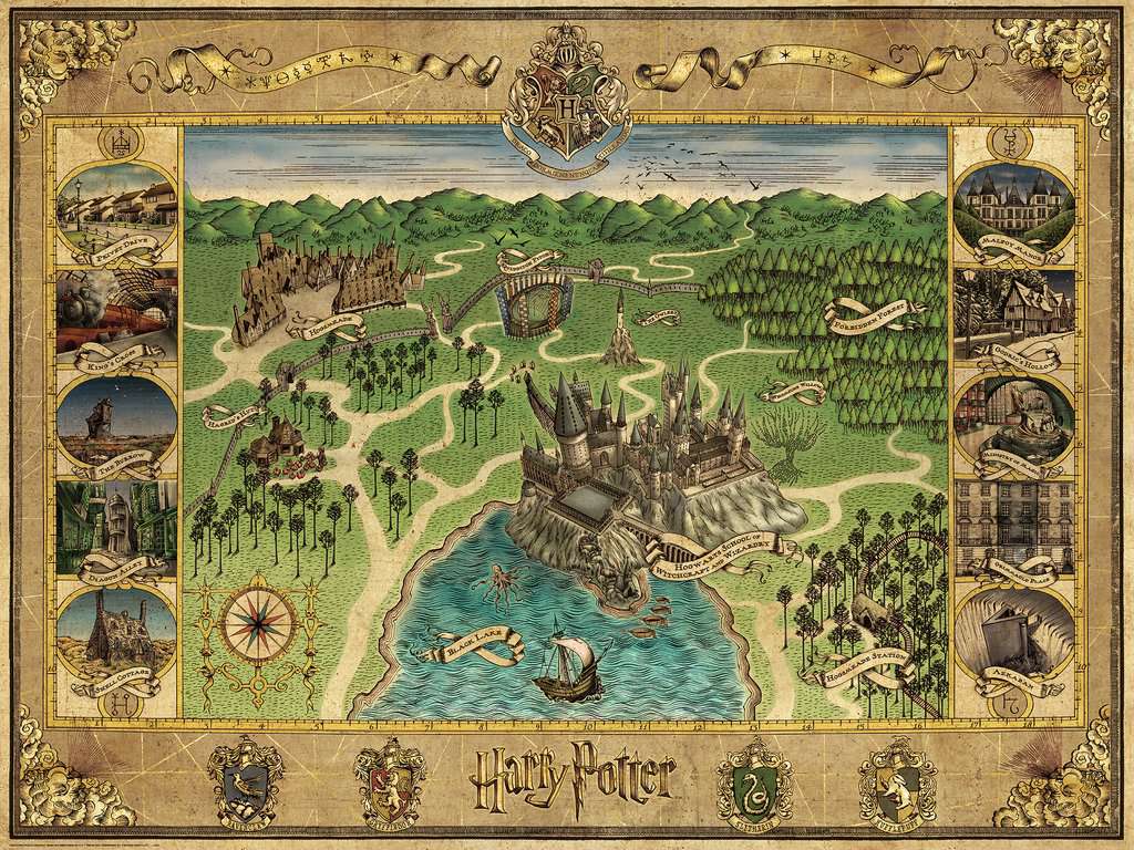 Puzzle Harry Potter Mappa di Hogwarts 1500 Pezzi Ravensburger