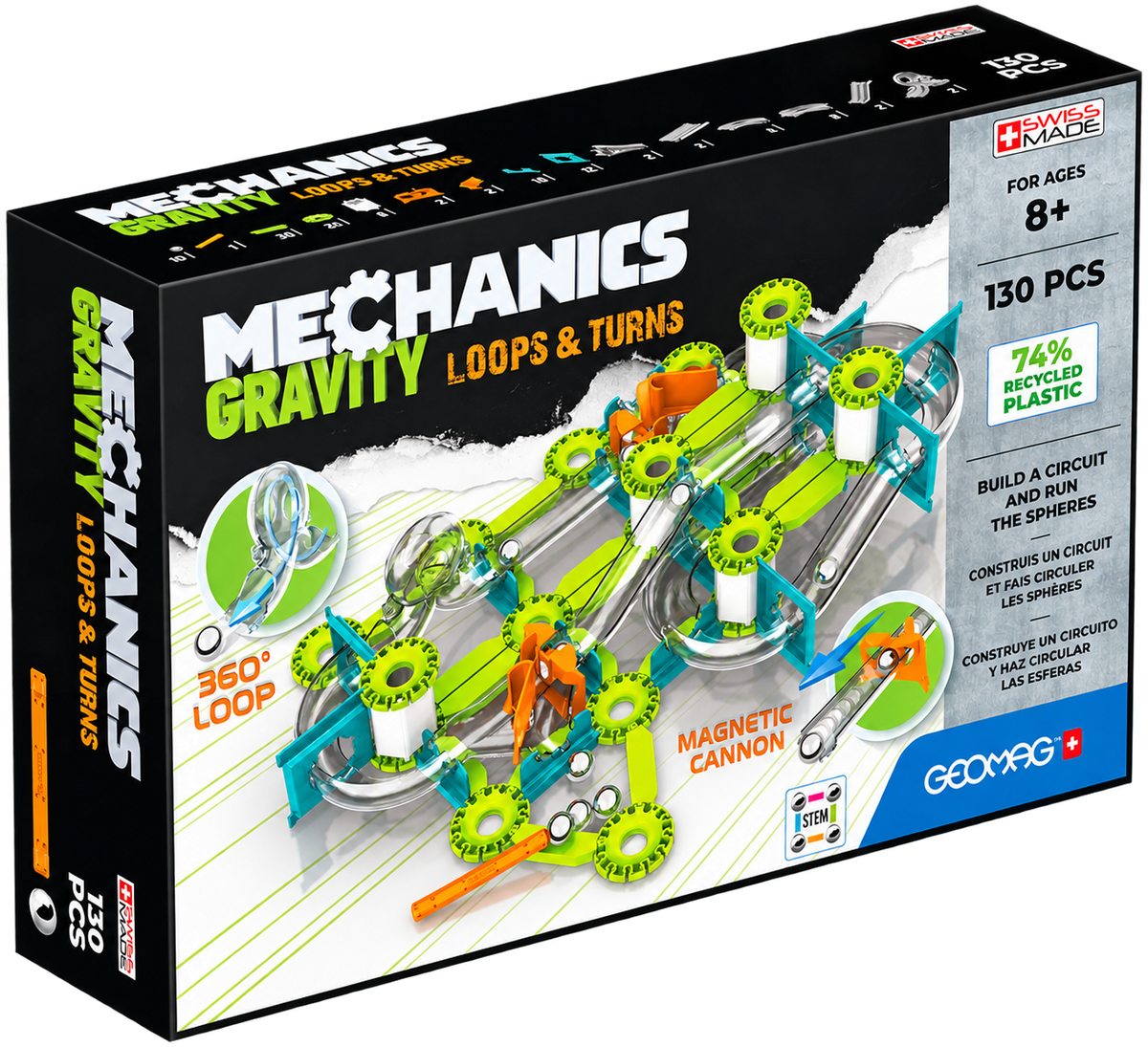 Geomag Mechanics Gravity Loops & Turns – Circuito Magnetico da Costruire 130 Pezzi