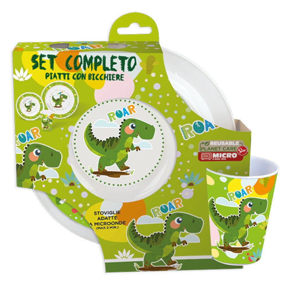 DINOSAURO SET 3 PZ 2 PIATTI + BICCH