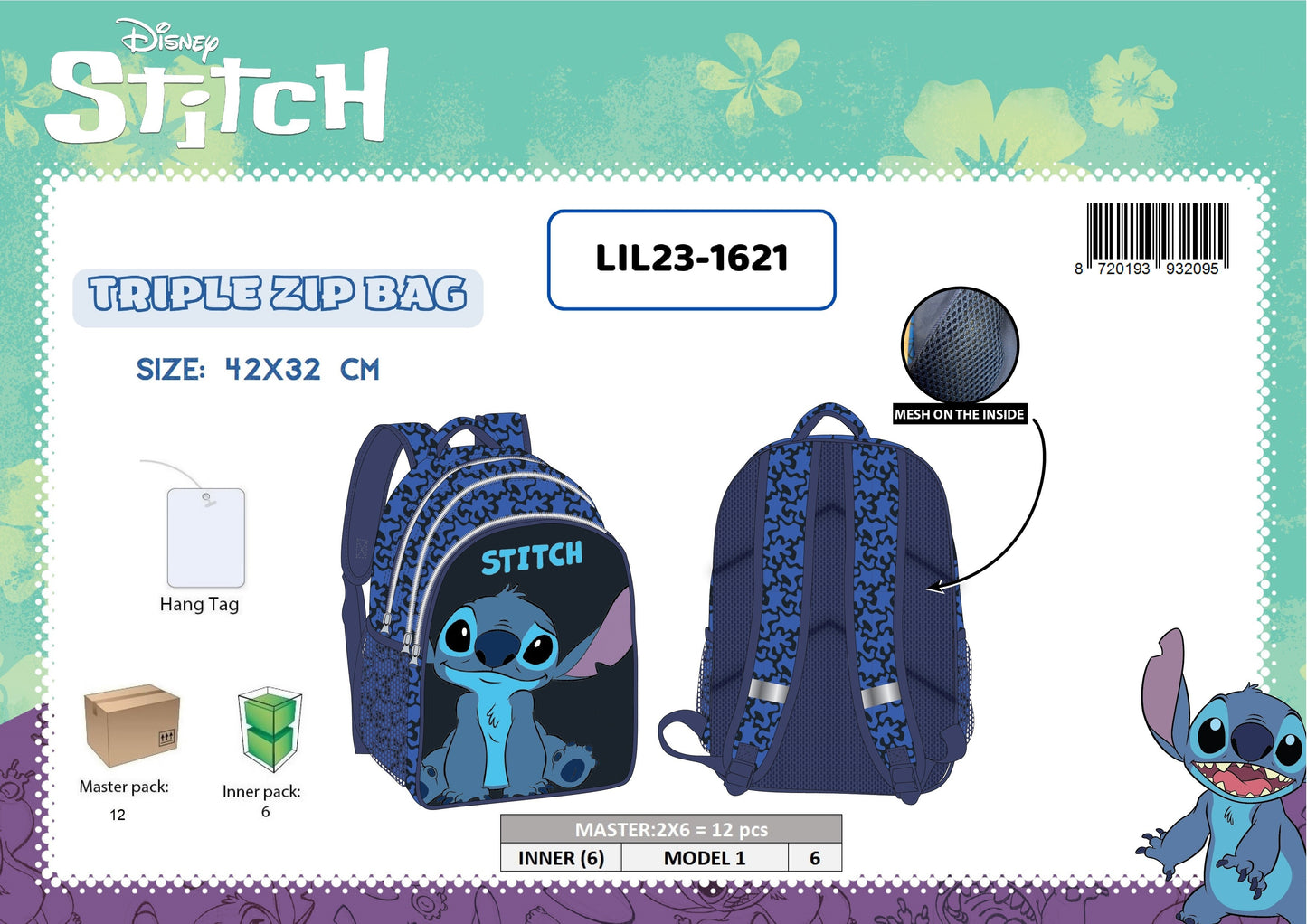 ZAINO 3 ZIP STITCH BOY