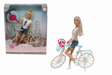 CITY LIFE FASHION DOLL CON BICI