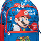 Super Mario – Zaino Scuola Organizzato Blu Panini con Tasche Porta Borraccia