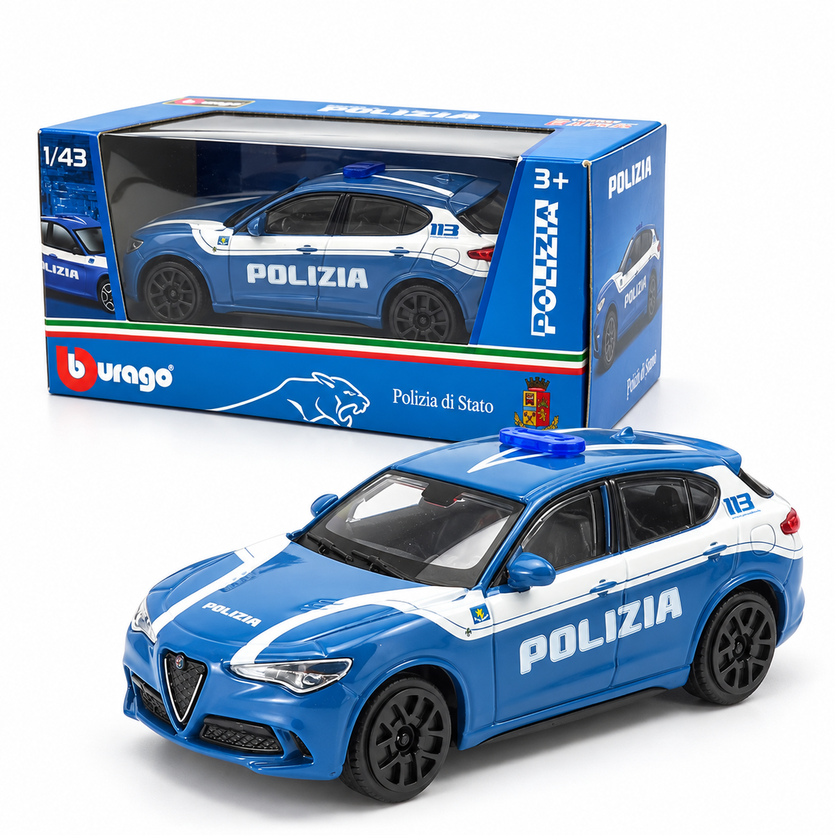 1:43 Bburago Alfa Romeo Stelvio Polizia di Stato – Modellino