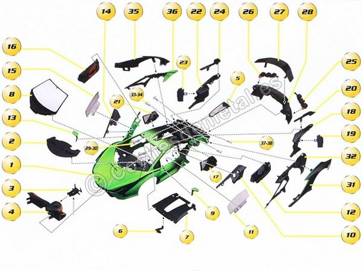 1:18 Bburago Lamborghini Sián FKP 37 Metal Kit – Modellino da Assemblare