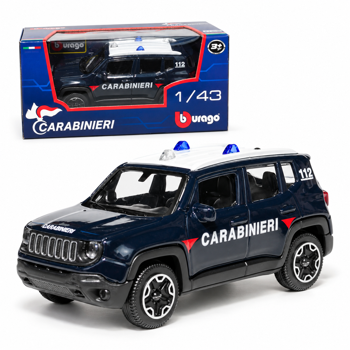 1:43 Bburago Jeep Renegade Carabinieri – Modellino Auto in Metallo Scala