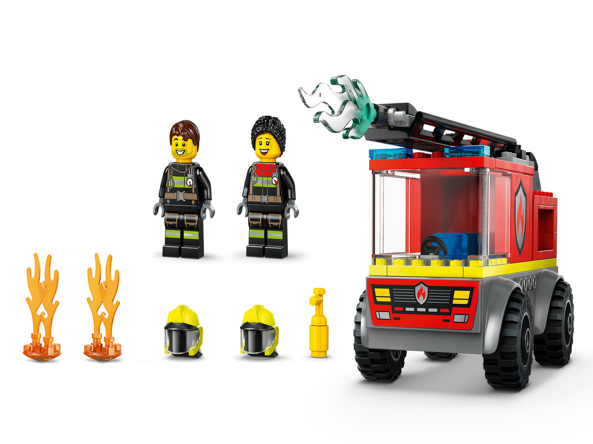 LEGO City 60463 Autopompa con Scala, Camion Giocattolo dei Pompieri con 2 Minifigure, Giochi Educativi per Bambini da 4 Anni