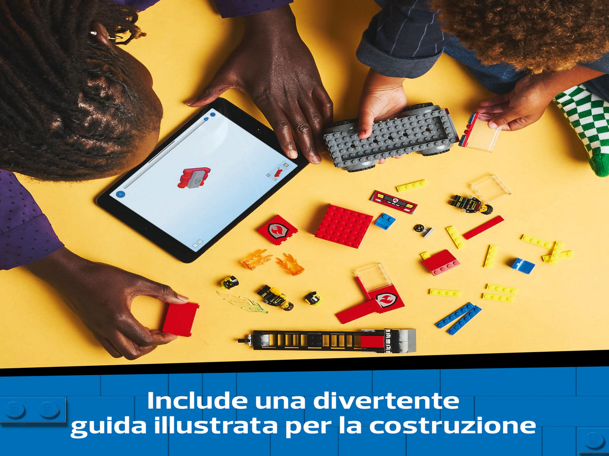 LEGO City 60463 Autopompa con Scala, Camion Giocattolo dei Pompieri con 2 Minifigure, Giochi Educativi per Bambini da 4 Anni