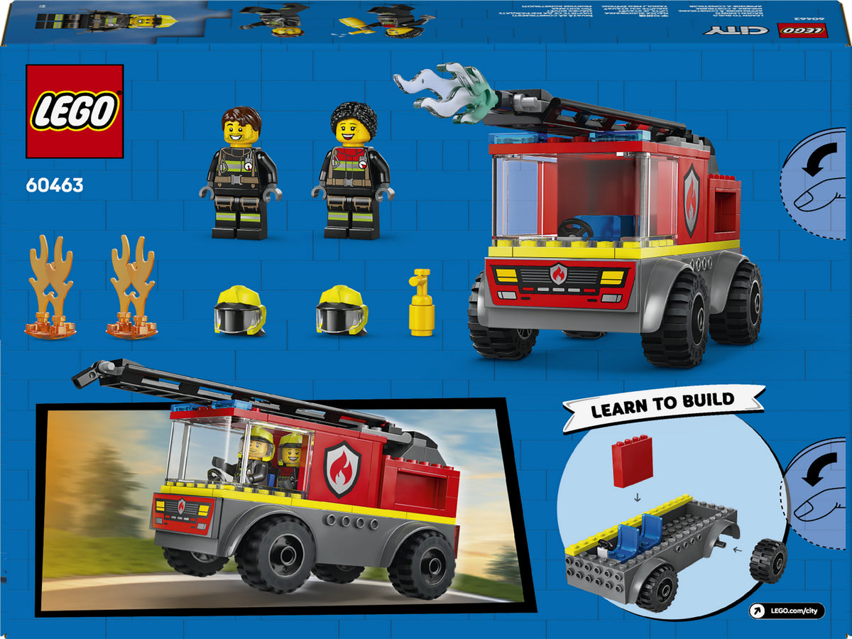 LEGO City 60463 Autopompa con Scala, Camion Giocattolo dei Pompieri con 2 Minifigure, Giochi Educativi per Bambini da 4 Anni