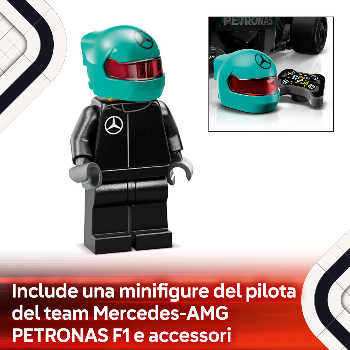 LEGO Speed Champions 77244 Auto da Corsa Mercedes-AMG PETRONAS F1 W 15 Macchina Giocattolo da Collezione con Pilota da 10+