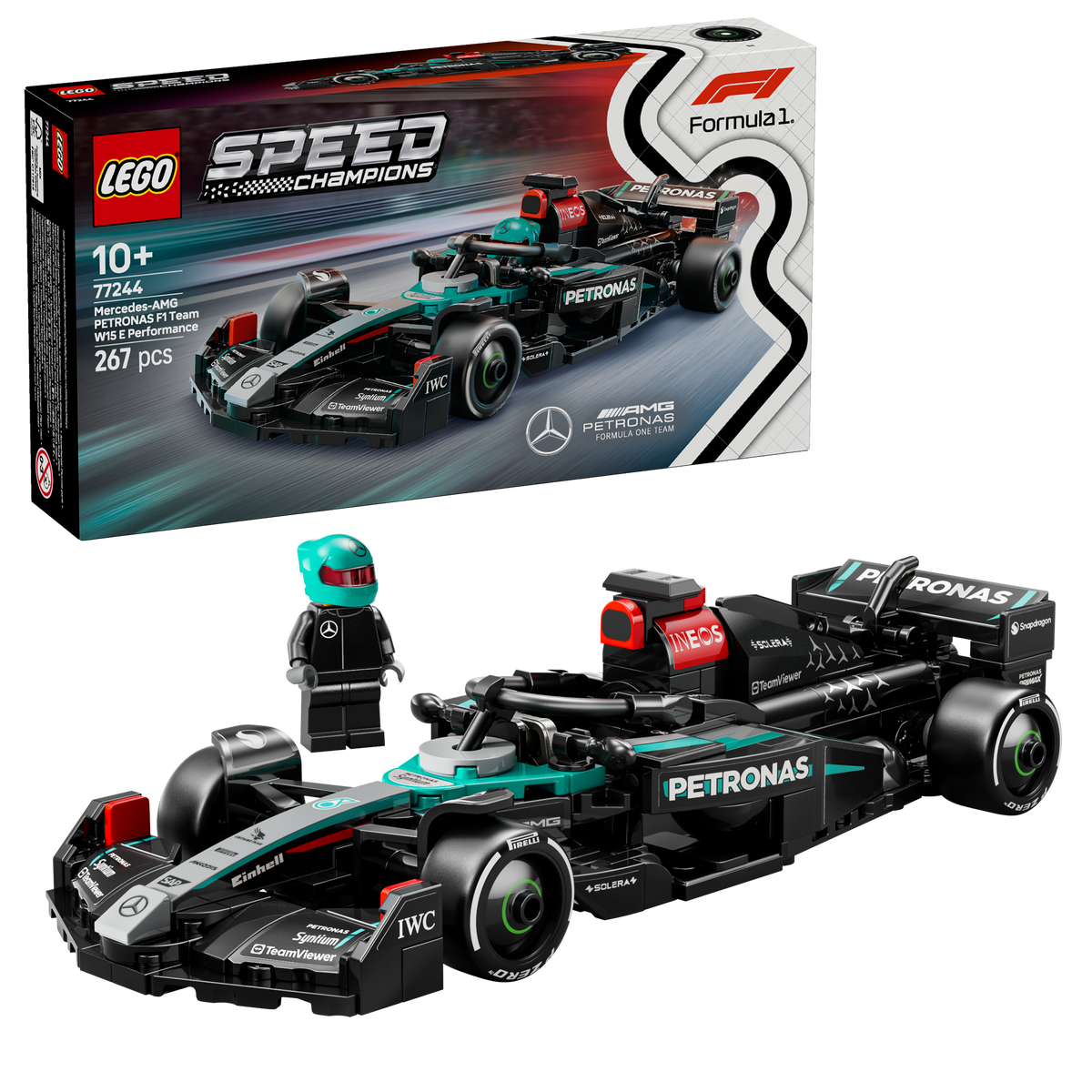 LEGO Speed Champions 77244 Auto da Corsa Mercedes-AMG PETRONAS F1 W 15 Macchina Giocattolo da Collezione con Pilota da 10+