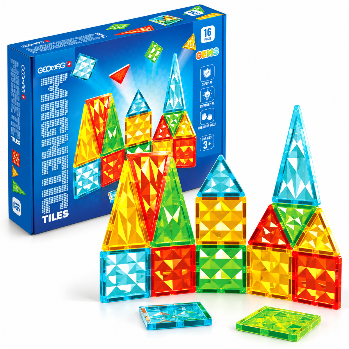 Geomag Magnetic Tiles Gems – Set 16 Pezzi