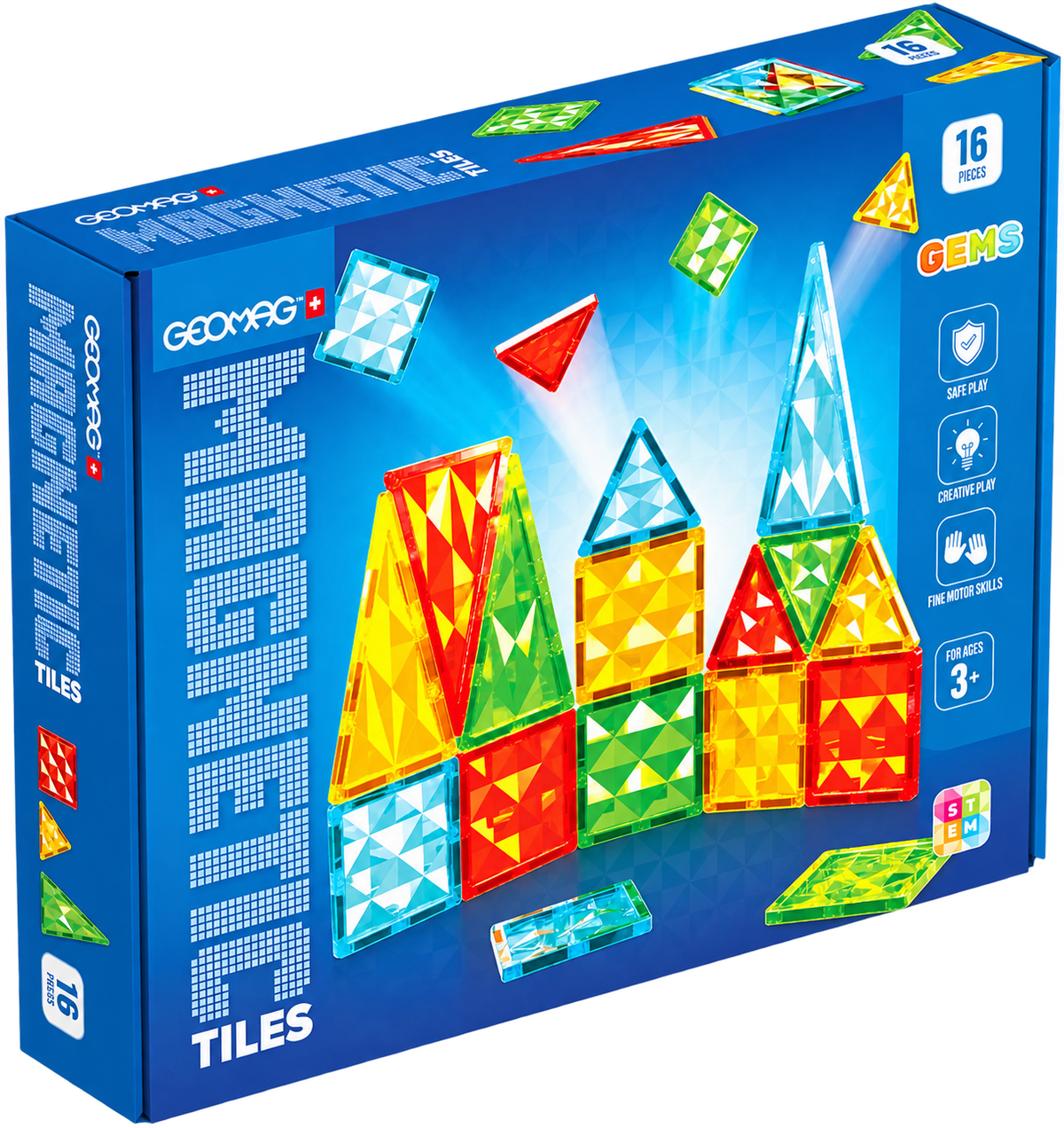 Geomag Magnetic Tiles Gems – Set 16 Pezzi