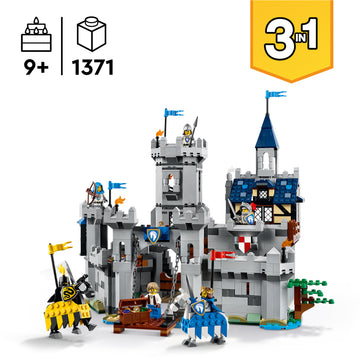 LEGO Creator 3 in 1 Castello del Cavaliere Medievale - Giocattolo Trasformabile in Scena di Torneo o in Villaggio - Include 6 Minifigure - Regalo Creativo per Bambini e Bambine da 9 Anni in su - 31168