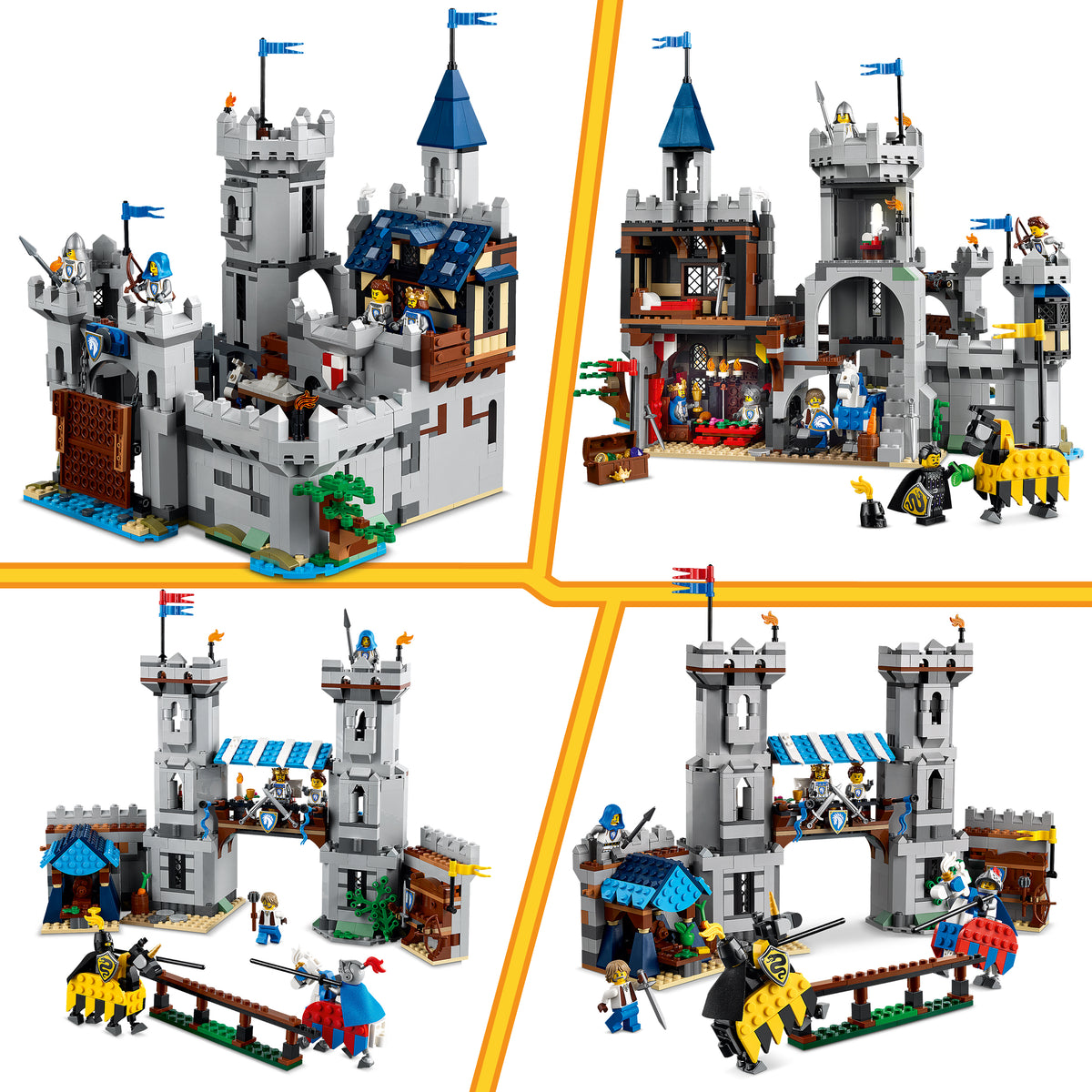 LEGO Creator 3 in 1 Castello del Cavaliere Medievale - Giocattolo Trasformabile in Scena di Torneo o in Villaggio - Include 6 Minifigure - Regalo Creativo per Bambini e Bambine da 9 Anni in su - 31168
