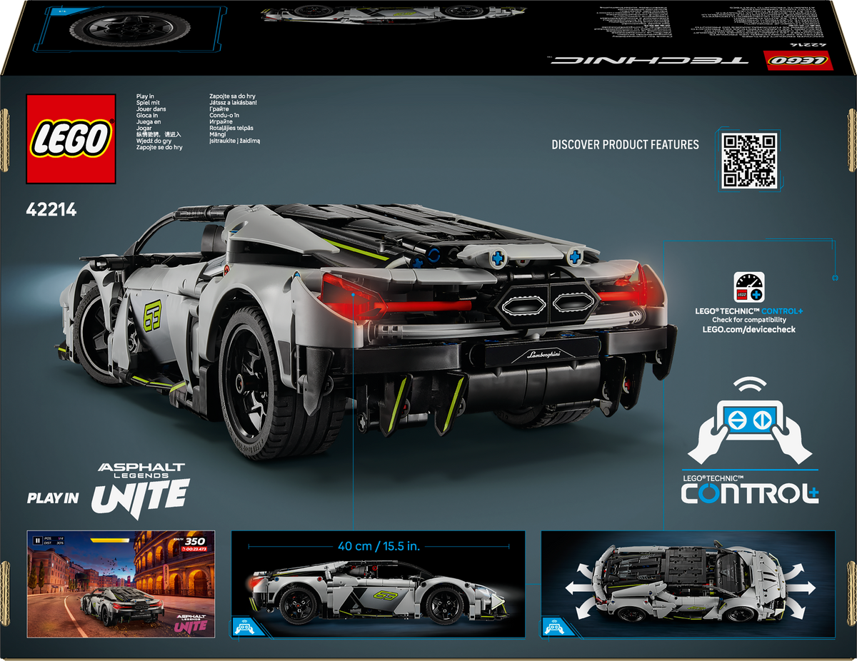 LEGO Technic Super Sports Car Lamborghini Revuelto - Macchina Giocattolo - Modello di Auto Telecomandata con Luci, Sterzo e Batteria Ricaricabile - Regalo per Bambini da 10 Anni in su - 42214