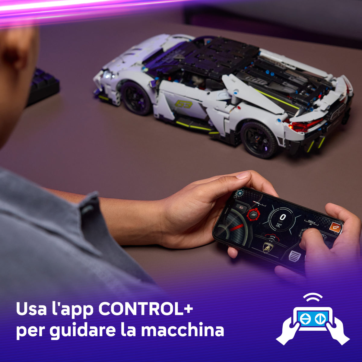 LEGO Technic Super Sports Car Lamborghini Revuelto - Macchina Giocattolo - Modello di Auto Telecomandata con Luci, Sterzo e Batteria Ricaricabile - Regalo per Bambini da 10 Anni in su - 42214