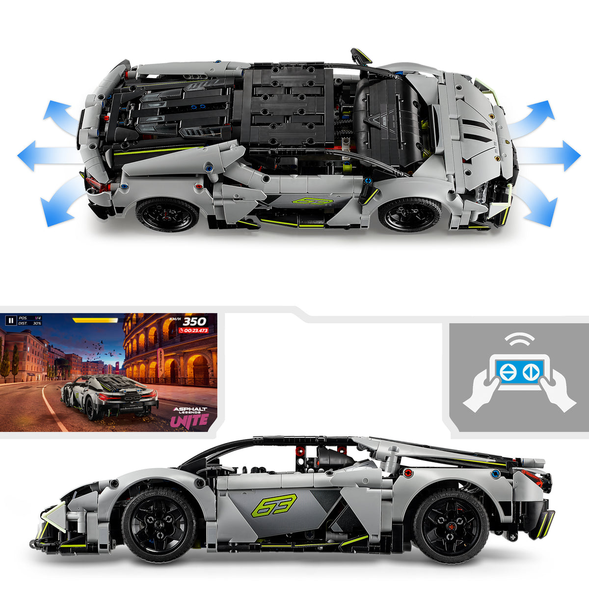 LEGO Technic Super Sports Car Lamborghini Revuelto - Macchina Giocattolo - Modello di Auto Telecomandata con Luci, Sterzo e Batteria Ricaricabile - Regalo per Bambini da 10 Anni in su - 42214