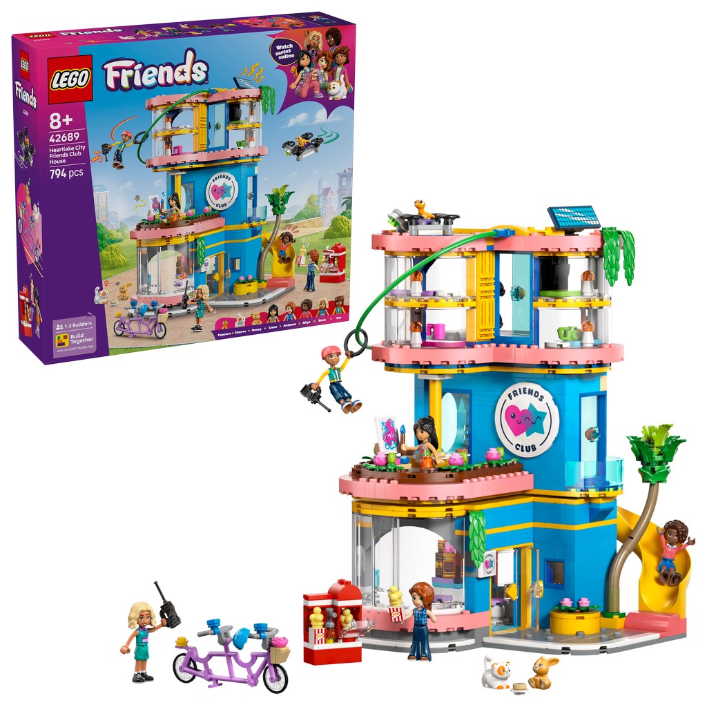 LEGO Friends 42689 Casa dell'Amicizia di Heartlake City, Giocattolo Miniatura da Costruire, 5 Mini Bamboline e 3 Animali, 8+