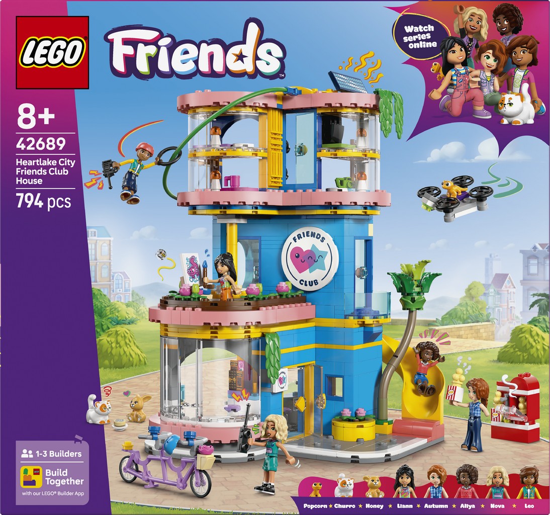 LEGO Friends 42689 Casa dell'Amicizia di Heartlake City, Giocattolo Miniatura da Costruire, 5 Mini Bamboline e 3 Animali, 8+