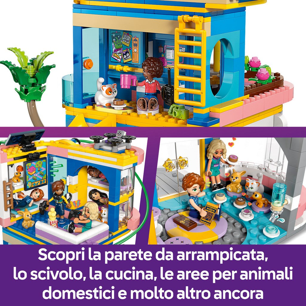 LEGO Friends 42689 Casa dell'Amicizia di Heartlake City, Giocattolo Miniatura da Costruire, 5 Mini Bamboline e 3 Animali, 8+