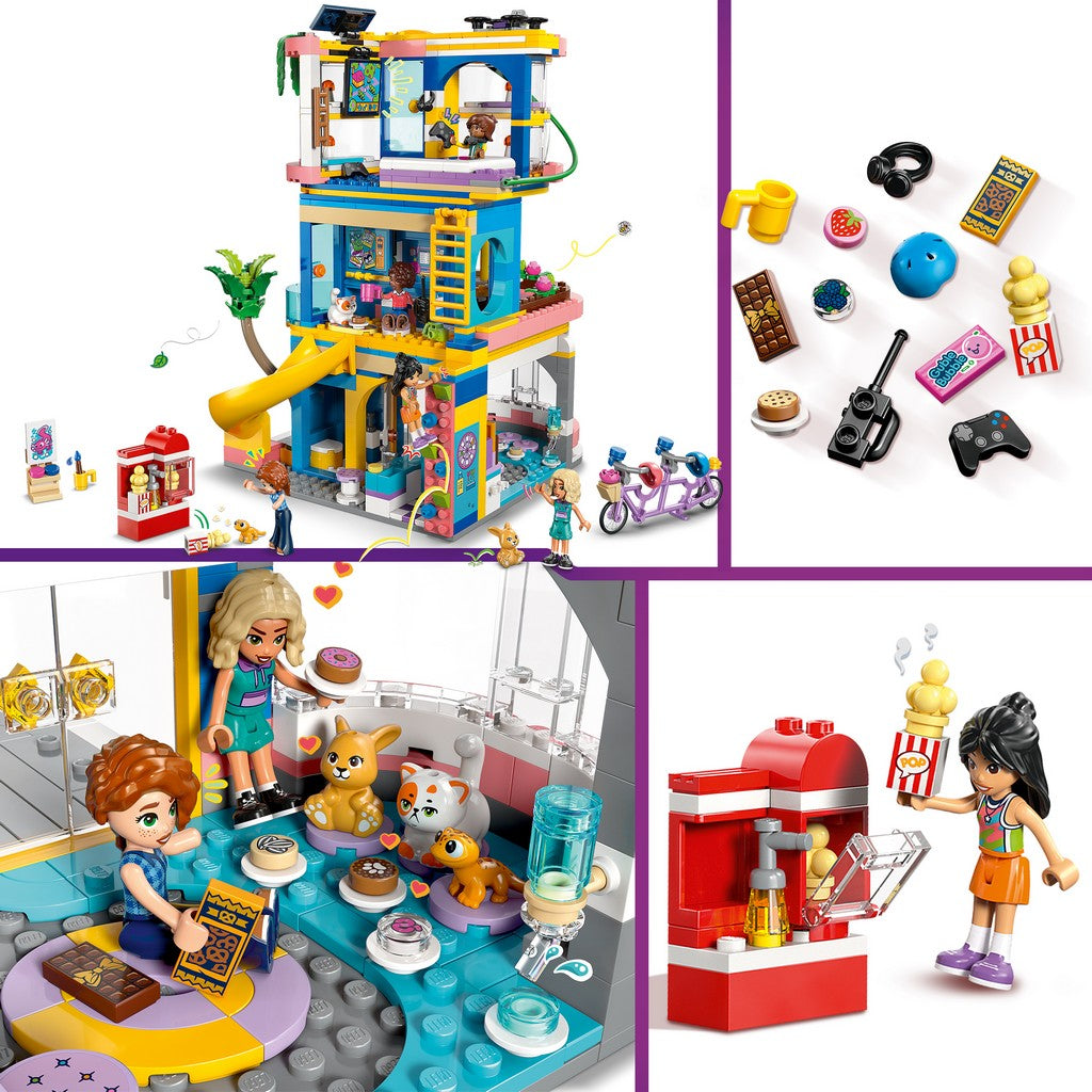 LEGO Friends 42689 Casa dell'Amicizia di Heartlake City, Giocattolo Miniatura da Costruire, 5 Mini Bamboline e 3 Animali, 8+