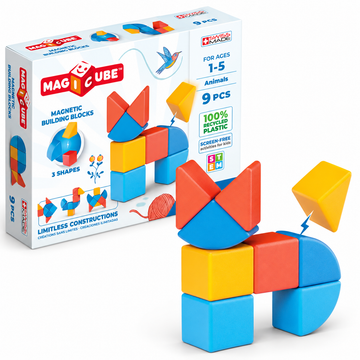 Geomag Magicube Shapes Animals – Costruzioni Magnetiche 9 Pezzi in Plastica Riciclata