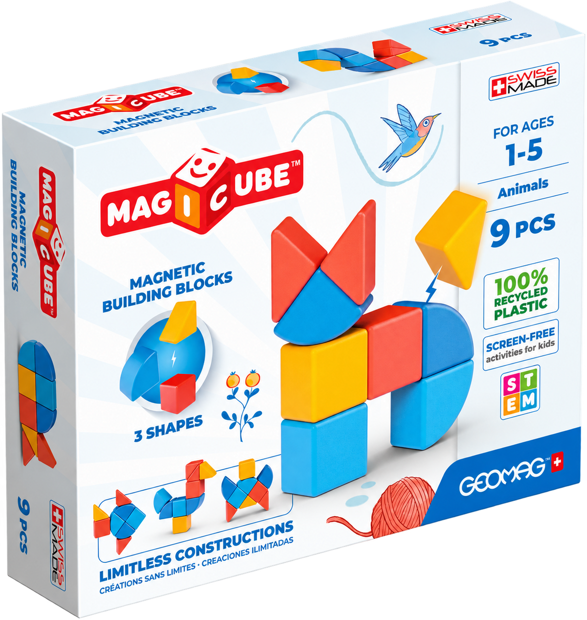 Geomag Magicube Shapes Animals – Costruzioni Magnetiche 9 Pezzi in Plastica Riciclata