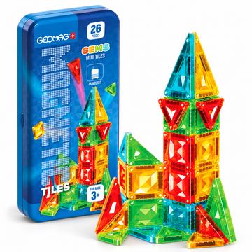 Geomag Magnetic Tiles Mini Gems Travel Set – Costruzioni Magnetiche da Viaggio 26 Pezzi