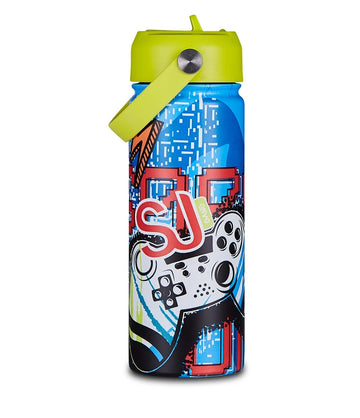 SJ Gang Gamer – Borraccia Termica con Cannuccia 460 ml in Acciaio Inox
