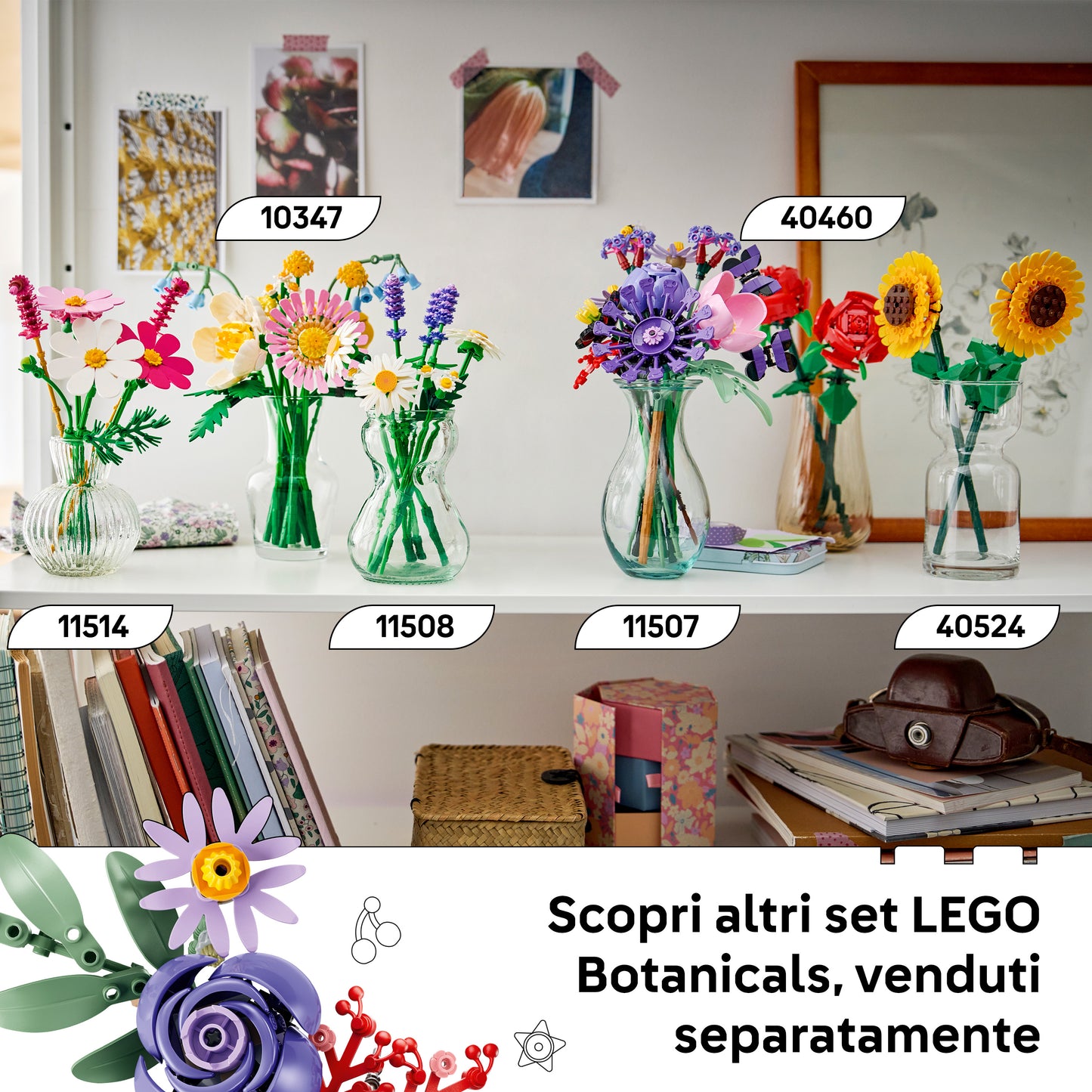 LEGO Botanicals & Editions 11507 Bouquet di Fiori di Olivia Rodrigo con 11 Fiori Artificiali, Idea Regalo per Bambine da 9+