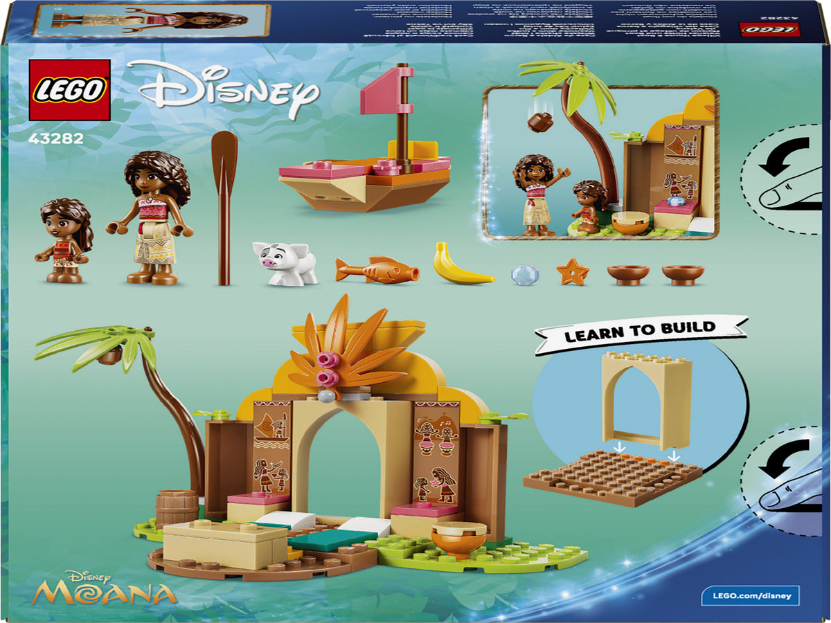 LEGO | Disney Vaiana 43282 Casa del Villaggio e Barca Giocattolo, Gioco Didattico con 2 Mini Bamboline e Pua, Regalo da 4+