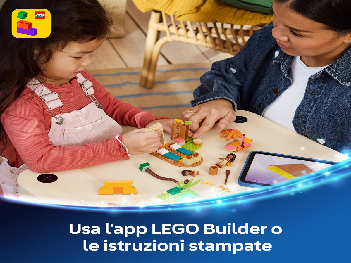 LEGO | Disney Vaiana 43282 Casa del Villaggio e Barca Giocattolo, Gioco Didattico con 2 Mini Bamboline e Pua, Regalo da 4+