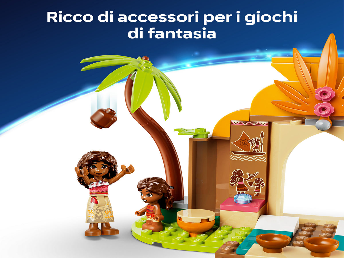 LEGO | Disney Vaiana 43282 Casa del Villaggio e Barca Giocattolo, Gioco Didattico con 2 Mini Bamboline e Pua, Regalo da 4+