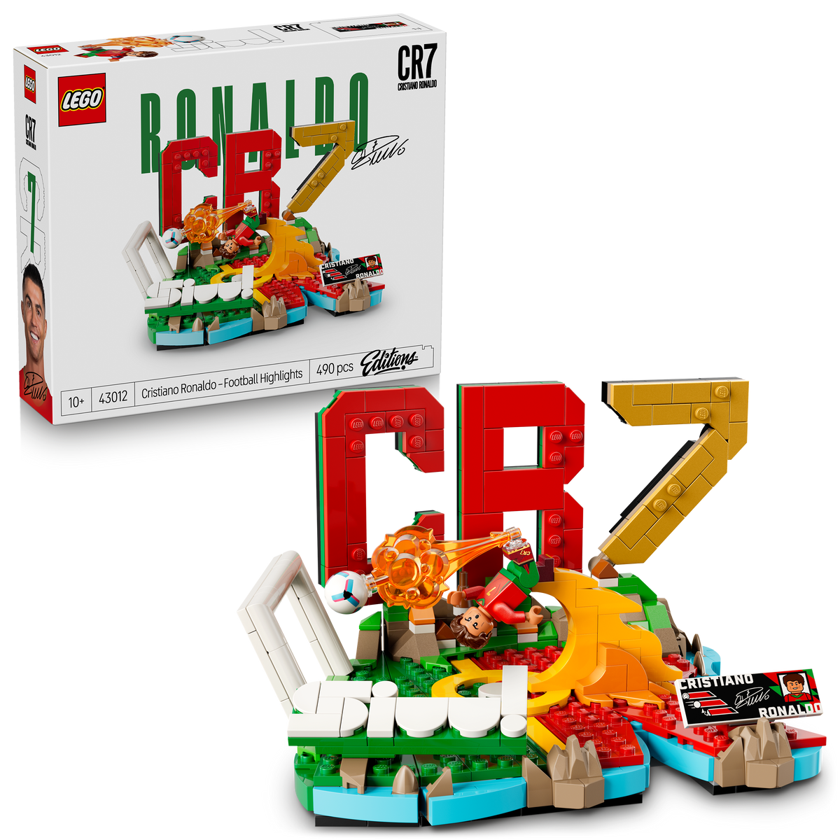 LEGO Editions 43012 Cristiano Ronaldo – Highlights Calcistici, Giocattolo 3D da Esposizione con Minifigure, Regalo 10+ Anni