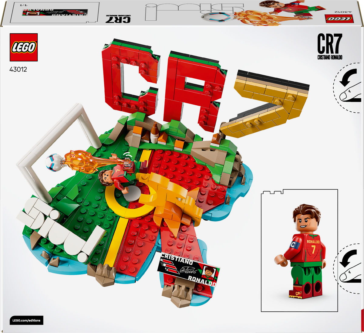 LEGO Editions 43012 Cristiano Ronaldo – Highlights Calcistici, Giocattolo 3D da Esposizione con Minifigure, Regalo 10+ Anni