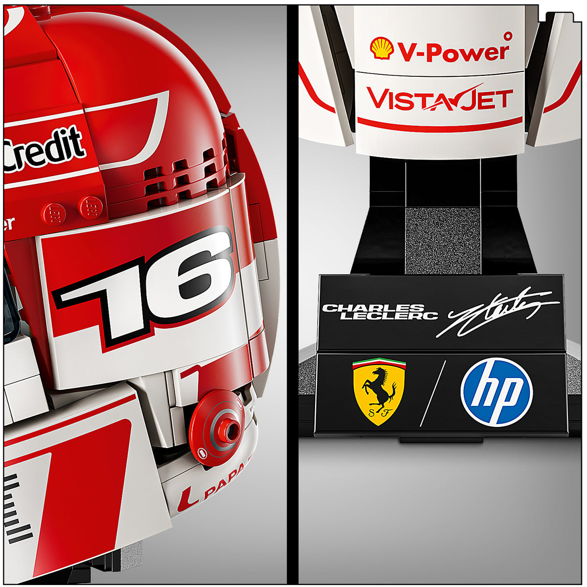 LEGO Editions 43014 Casco di Charles Leclerc Scuderia Ferrari HP con Minifigure F1 da Collezione, Regalo Ragazzi e Fan 14+